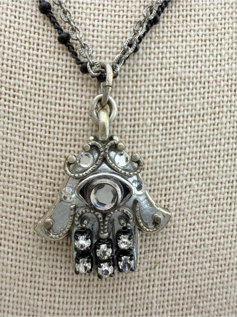 Michal Golan Silver Evil Eye Hamsa Multi-Strand Necklace